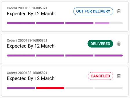 InstantPackageFinder shipment history screenshot