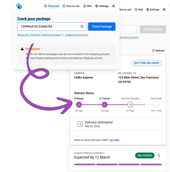 InstantPackageFinder package tracking preview